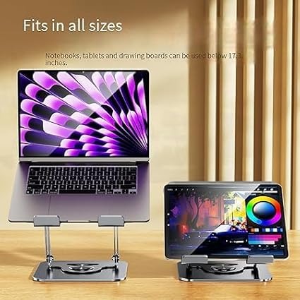 Adjustable Laptop Stand, Aluminum Foldable Laptop Stand with 360° Rotation, Height Adjustable, Portable and Convenient SG-19