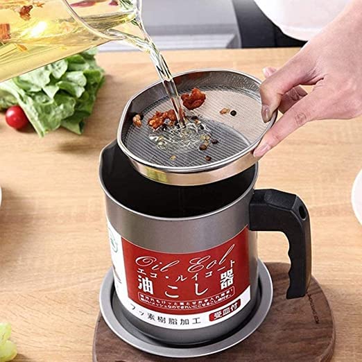 Kitchen Oil Filter Pot 1.4 Liter - Kitchen Accessory Designed For Oil Filtration And Daily Cooking Maintenance Routine