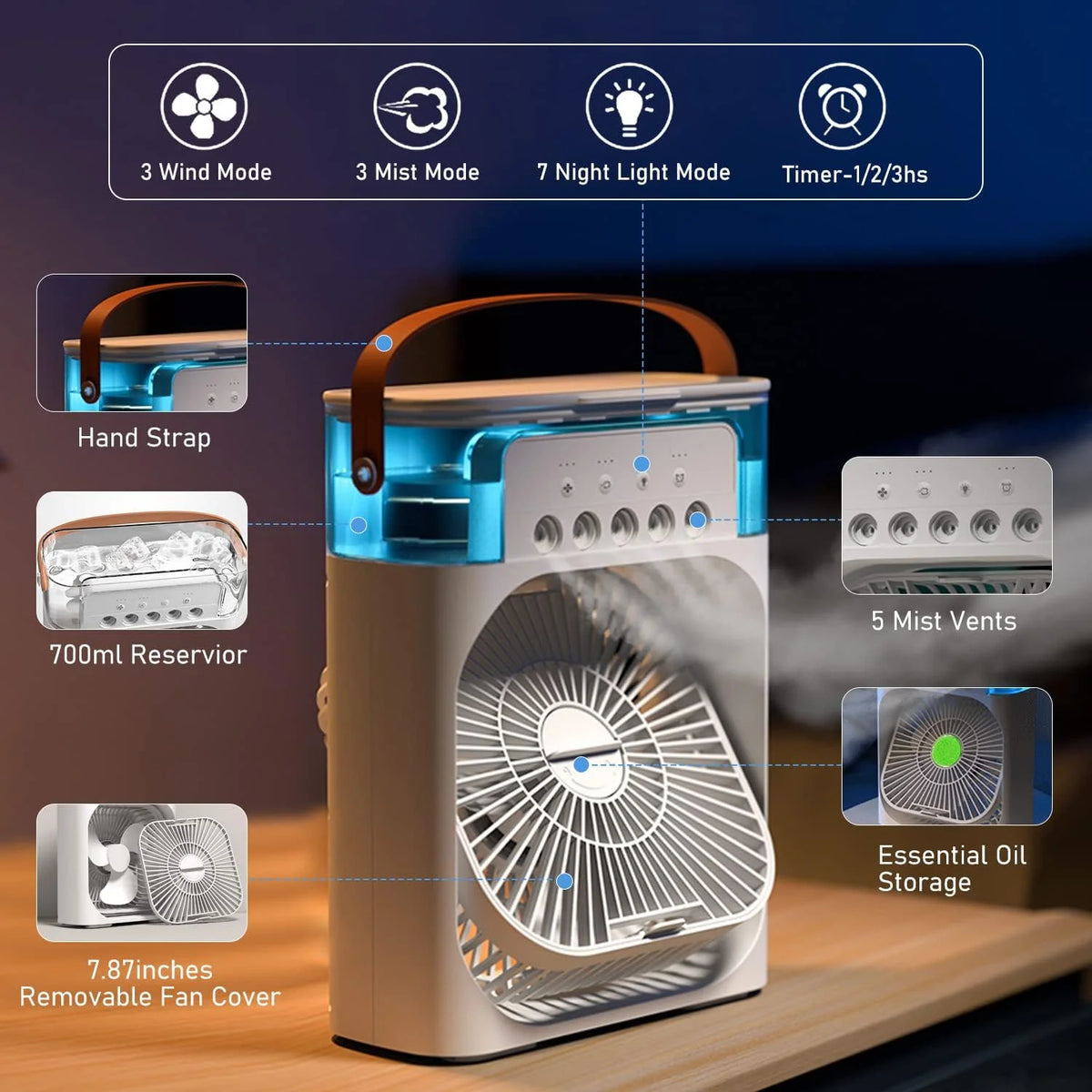Portable Air Conditioner Fan | Mist Water spray Mini AC Cooler | For Home, kitchen, office