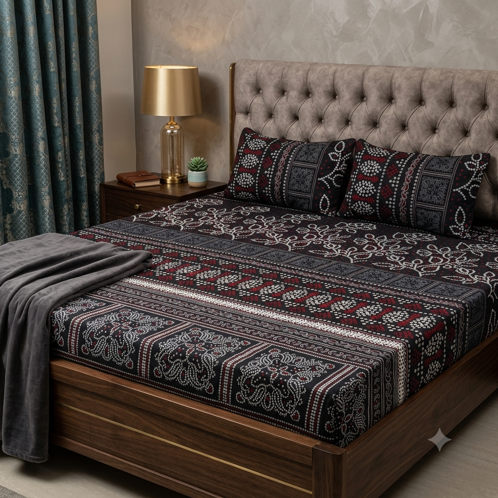 3D Crystal Cotton 3-piece Bedsheet Set AY0010064