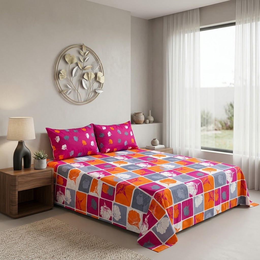 Gift Pack Cotton Mix King Size Bedsheet - 3pc Set