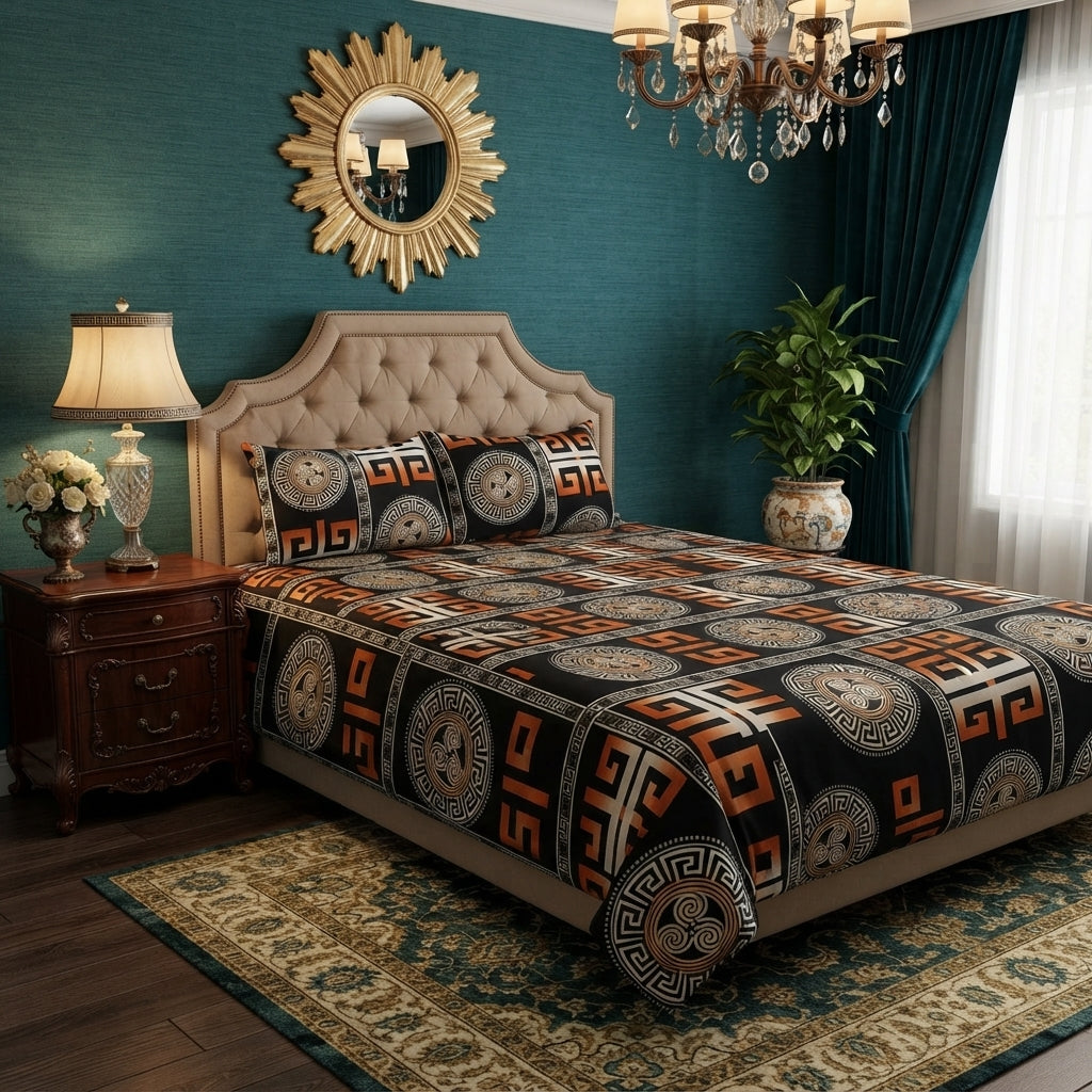 3D Crystal Cotton 3-piece Bedsheet Set - For Bedroom Comfort And Daily Interior Routine (AY0010054)