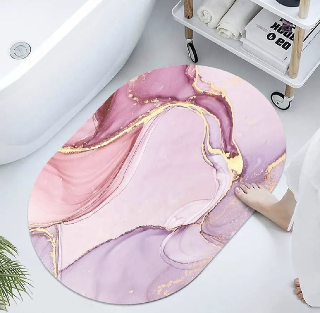 Modern Abstract Marble Design Bathroom Floor Mat (39cm x 59cm) - Random Design